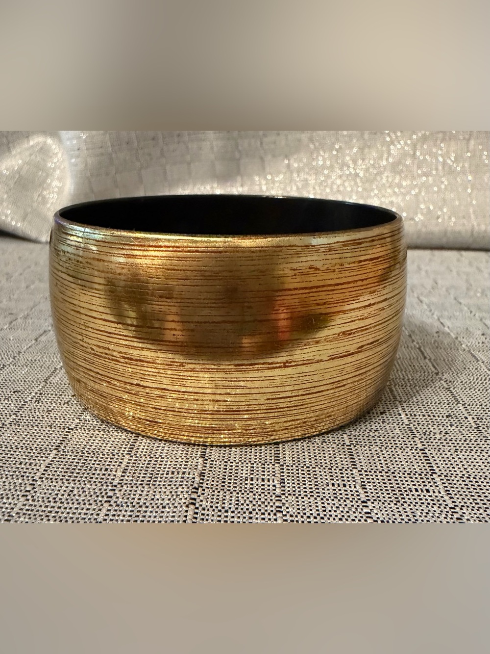 Gold Textured Wide Bangle Bracelet